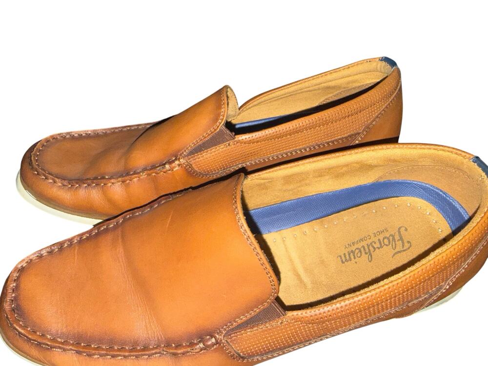 FLORSHEIM Men's Cognac Atlantic Moc Toe Slip On Loafer Size 11.5 M White Soles